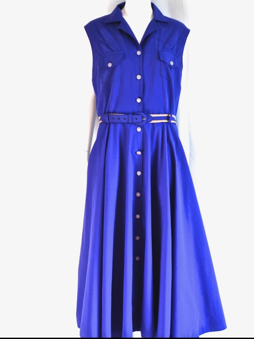 Harrods Knightsbridge Shubette Vibrant Blue Front Button Dress - England